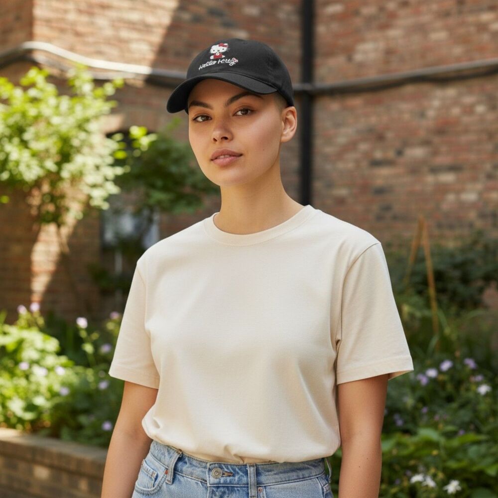 Black Embroidered Hello Kitty Tennis Kitty Hat